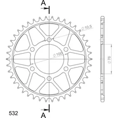 Steel-Rear Sprocket / Chain Wheel Supersprox 532/42t black