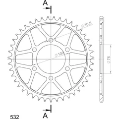 Steel-Rear Sprocket / Chain Wheel Supersprox 532/43t black 14901-43