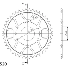 Steel-Rear Sprocket / Chain Wheel Supersprox 520/44t black 71306-44