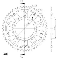 Stealth-Rear Sprocket / Chain Wheel Supersprox 520/50t gold 10509S50
