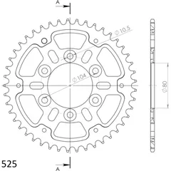 Stealth-Rear Sprocket / Chain Wheel Supersprox 525/45t black 16610K45