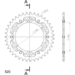 Stealth-Rear Sprocket / Chain Wheel Supersprox 520/39t black 16404K39