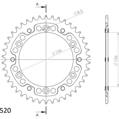 Stealth-Rear Sprocket / Chain Wheel Supersprox 520/42t black 14206K42