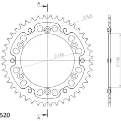 Stealth-Rear Sprocket / Chain Wheel Supersprox 520/44t black 14206K44