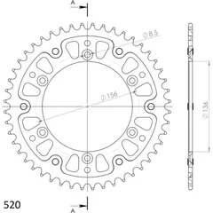 Stealth-Rear Sprocket / Chain Wheel Supersprox 520/48t black 14206K48