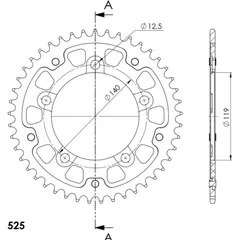 Stealth-Rear Sprocket / Chain Wheel Supersprox 525/44t gold 14508S44