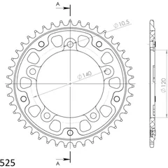 Stealth-Rear Sprocket / Chain Wheel Supersprox 525/42t black 14604K42