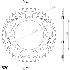 Stealth-Rear Sprocket / Chain Wheel Supersprox 520/43t black 15605K43
