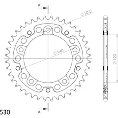 Stealth-Rear Sprocket / Chain Wheel Supersprox 530/40t gold 86603S40