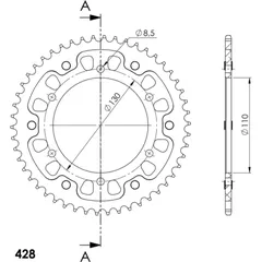 Stealth-Rear Sprocket / Chain Wheel Supersprox 428/50t red
