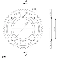 Stealth-Rear Sprocket / Chain Wheel Supersprox 428/52t red