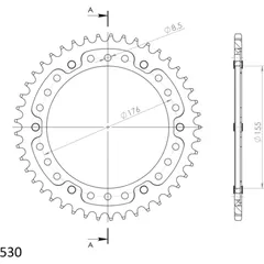 Stealth-Rear Sprocket / Chain Wheel Supersprox 530/45t black 86601K45