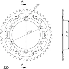 Stealth-Rear Sprocket / Chain Wheel Supersprox 520/44t red 35600R44