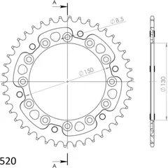 Stealth-Rear Sprocket / Chain Wheel Supersprox 520/42t black 10304K42