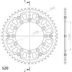 Stealth-Rear Sprocket / Chain Wheel Supersprox 520/48t black 10304K48