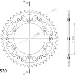Stealth-Rear Sprocket / Chain Wheel Supersprox 520/45t black 30245K45