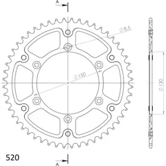 Stealth-Rear Sprocket / Chain Wheel Supersprox 520/52t black 30245K52