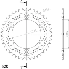 Stealth-Rear Sprocket / Chain Wheel Supersprox 520/42t black 40301K42