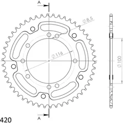 Stealth-Rear Sprocket / Chain Wheel Supersprox 420/50t black 16104K50