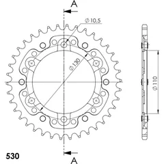 Stealth-Rear Sprocket / Chain Wheel Supersprox 530/38t black