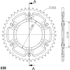Stealth-Rear Sprocket / Chain Wheel Supersprox 530/43t black 12813K43