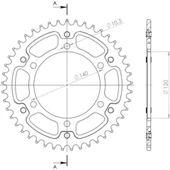 Stealth-Rear Sprocket / Chain Wheel Supersprox 530/45t black 16702K45