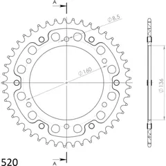 Stealth-Rear Sprocket / Chain Wheel Supersprox 520/45t black 35304K45