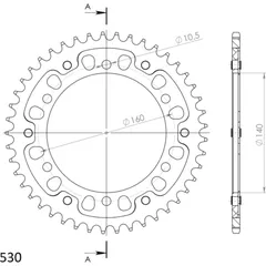 Stealth-Rear Sprocket / Chain Wheel Supersprox 530/45t black 16701K45