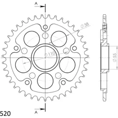 Stealth-Rear Sprocket / Chain Wheel Supersprox 520/39t silver 50611V39