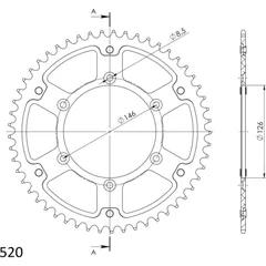 Stealth-Rear Sprocket / Chain Wheel Supersprox 520/53t red 14203R53