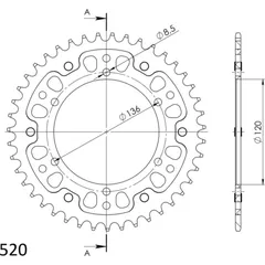 Stealth-Rear Sprocket / Chain Wheel Supersprox 520/43t silver 12304V43