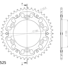 Stealth-Rear Sprocket / Chain Wheel Supersprox 525/45t black 44501K45