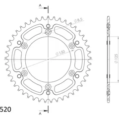 Stealth-Rear Sprocket / Chain Wheel Supersprox 520/45t black 71304K45