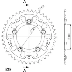 Stealth-Rear Sprocket / Chain Wheel Supersprox 525/42t silver 71400V42