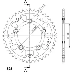 Stealth-Rear Sprocket / Chain Wheel Supersprox 525/43t black 71400K43
