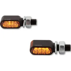 HIGHSIDER CNC LED indicators LITTLE BRONX, black, tinted glass, E-approved, pair