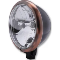 Lampe Licht SHIN YO SHIN YO 5 3/4 Zoll Scheinwerfer Bates Style, schwarz seidenmatt, Ring Kupferoptik