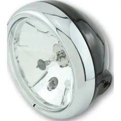Lampe Licht SHIN YO 5 3/4 Zoll Hauptscheinwerfer PECOS, schwarz glänzend, Chromring