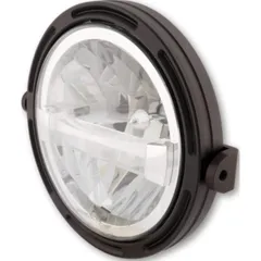 HIGHSIDER 7 inch LED main headlight FRAME-R1 type 4, black, lateral mounting