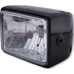 Rectangular headlight, side mounting, H4 12V 60/55W, ABS, black