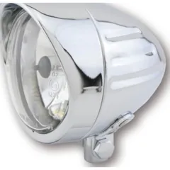 Lampe Licht SHIN YO 90 mm Chromscheinwerfer BULLET GROOVED mit Visier, unt. Bef.