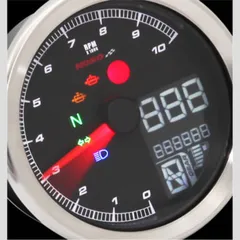 KOSO Digitales Multifunktions-Cockpit, TNT-04 Drehzahlmesser /Tachometer mit schwarzem Ring