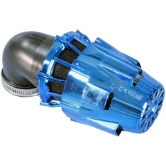 air filter Polini D.37 air box 37mm 90° chromed blue 203.0117
