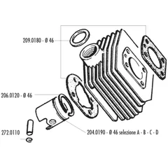 Kolben Satz Polini 70ccm 46mm (B) für MBK AV-10, AV-51, 92GT, M16 204.0190/B