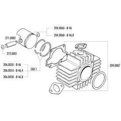 Kolbenring Polini 65ccm 46x1,5mm für CPI, Keeway Euro2, Honda Wallaroo, Peugeot 103, 104, 105, Fox, GL 10, SPX 50 206.0050