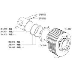 Kolbenring Polini 68mm für Vespa 200 PE, PX 206.0340