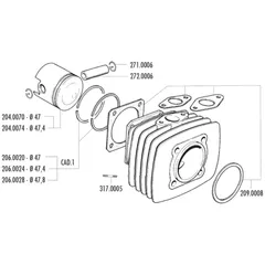 Zylinder Dichtungssatz Polini Sport 70ccm für Fantic Motor Issimo 50, Minarelli V1 209.0008