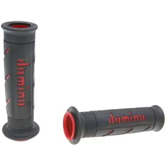 handlebar grip set Domino A250 on-road black / red open end grips 37056