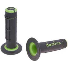 handlebar grip set Domino A020 off-road half waffle black / green 37069