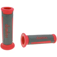 handlebar grip set Domino A350 on-road anthracite grey / red open end grips 37158